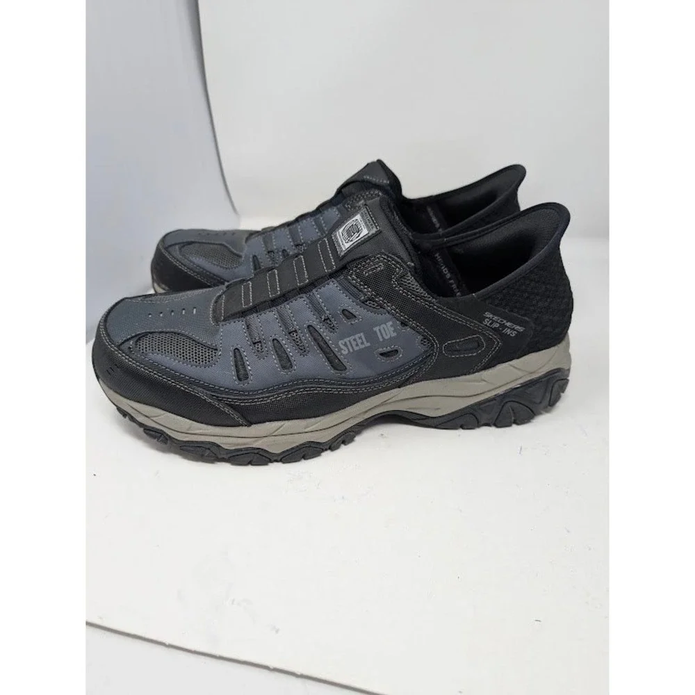 Skechers Work Hands Free Slip-ins Cankton Faison Steel Toe Shoes Men's 13 Gray